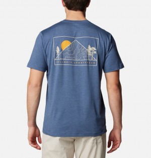 Men Columbia Kwick Hike™ Technical Graphic T Shirts Navy | 62853727