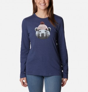 Women Columbia Hidden Haven™ LS T Shirts Navy | 77798704