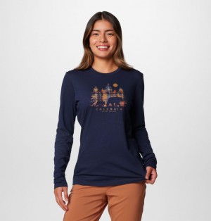 Women Columbia Hidden Haven™ LS T Shirts Navy | 27052086