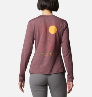 Women Columbia Sloan Ridge™ Graphic Long Sleeve Technical T Shirts Burgundy | 7557116