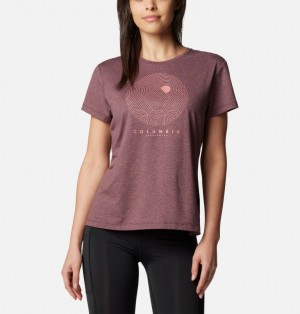 Women Columbia Sloan Ridge™ Technical Graphic T Shirts Burgundy | 90721585