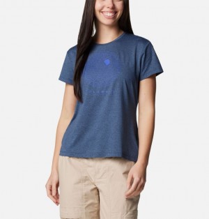 Women Columbia Sloan Ridge™ Technical Graphic T Shirts Navy | 29865137